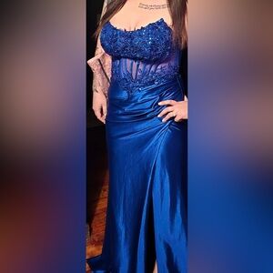 Elegant Blue Embellished Gown